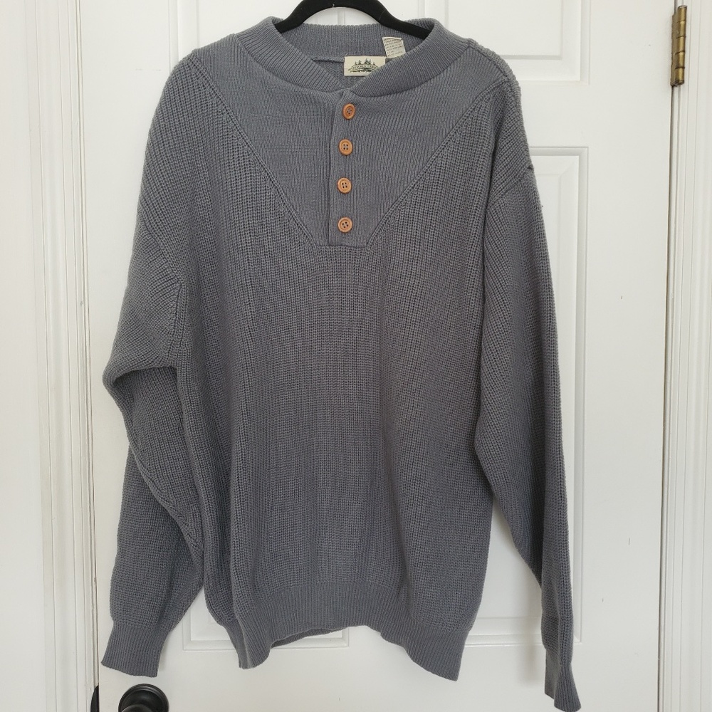 2for$20 Timber Trail XL grey knit sweater sweatshirt 4 button over the head